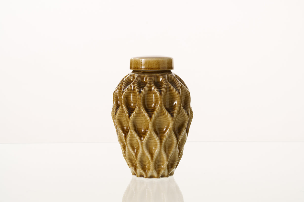 Kleine Tierurne für Asche - Dunkler Sand | 3D-gedruckte Keramikurne