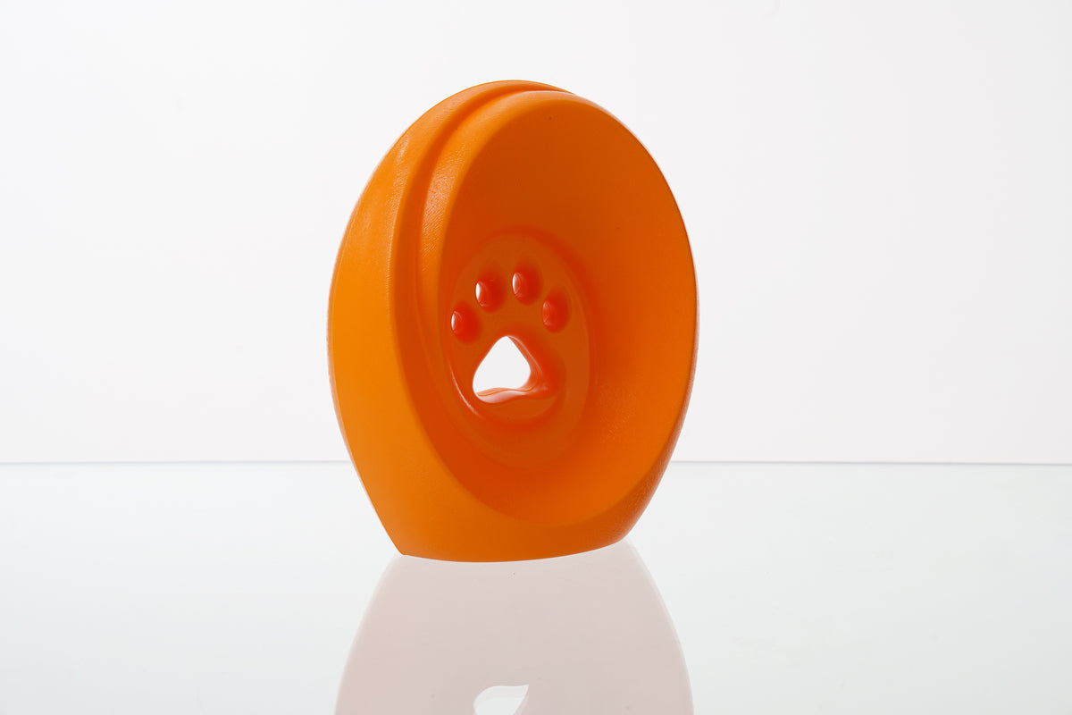 Einascherungsurnefur Asche-Erinnerungsurnemit Pfotenabdruck Hundeurne Katzenurne.Tiererinnerung Farbe Orange