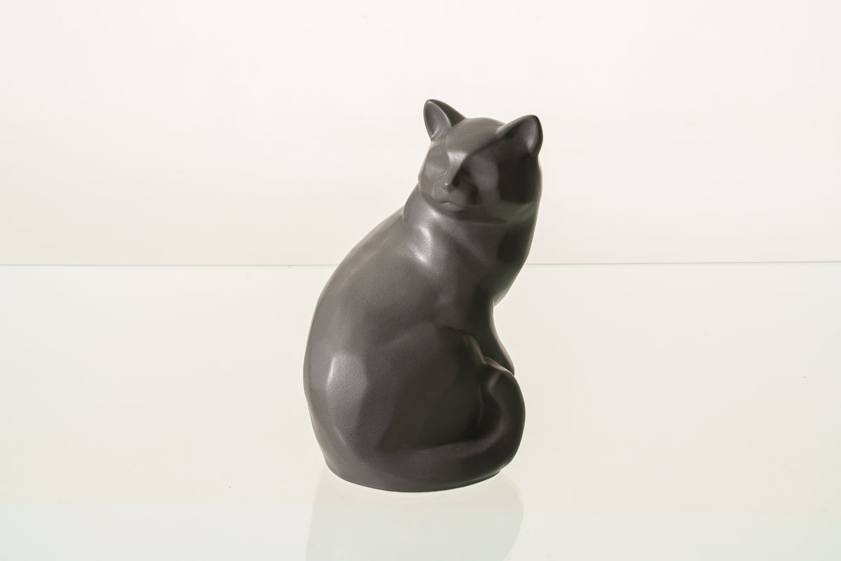 Tierurne Katze "Felix" - Grau Matt | Keramik Tierurne