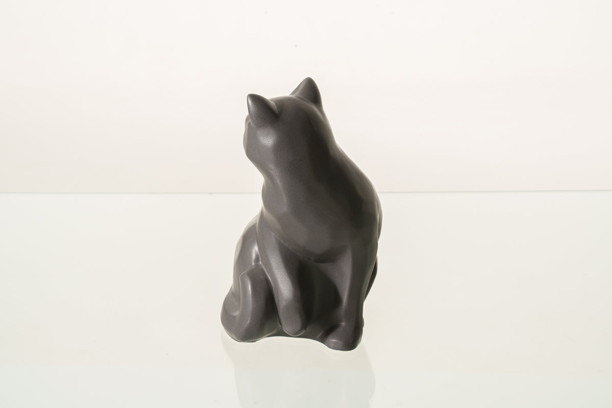 Tierurne Katze "Felix" - Grau Matt | Keramik Tierurne