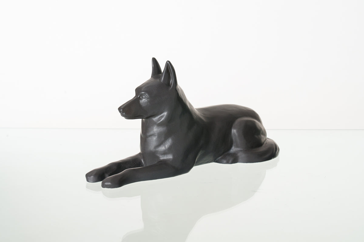 Deutschen Schäferhund Urne – Grau Matt | Keramikurne für Haustiere
