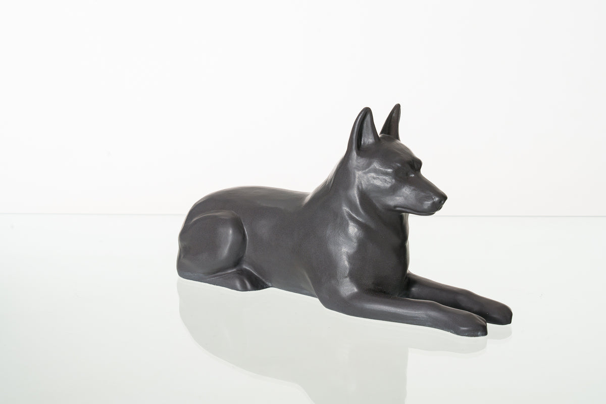 Deutschen Schäferhund Urne – Grau Matt | Keramikurne für Haustiere