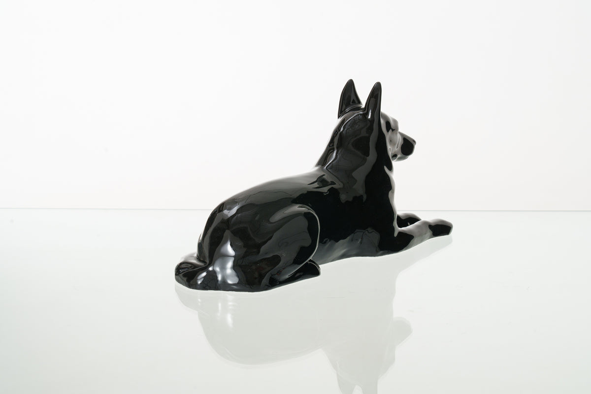 Deutschen Schäferhund Urne – Schwarz | Keramikurne für Haustiere