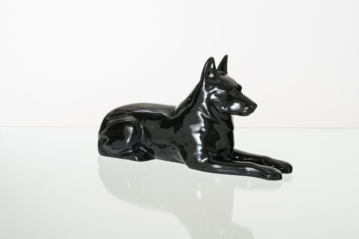 Deutschen Schäferhund Urne – Schwarz | Keramikurne für Haustiere