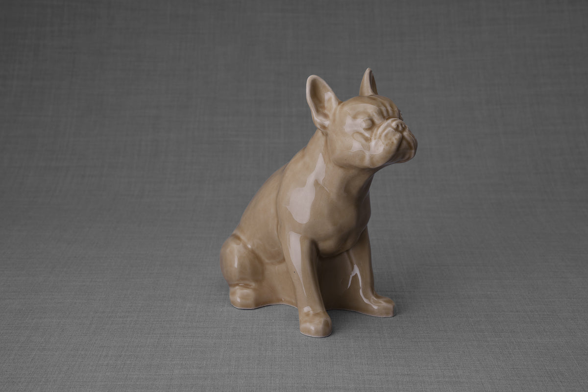 Französische Bulldogge Urne – Beige | Keramikurne für Haustiere