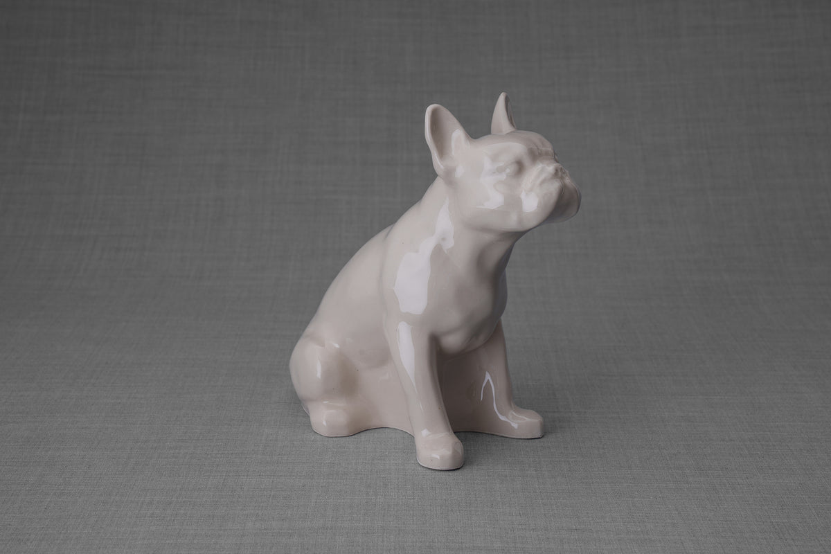 Französische Bulldogge Urne – Transparent | Keramikurne für Haustiere