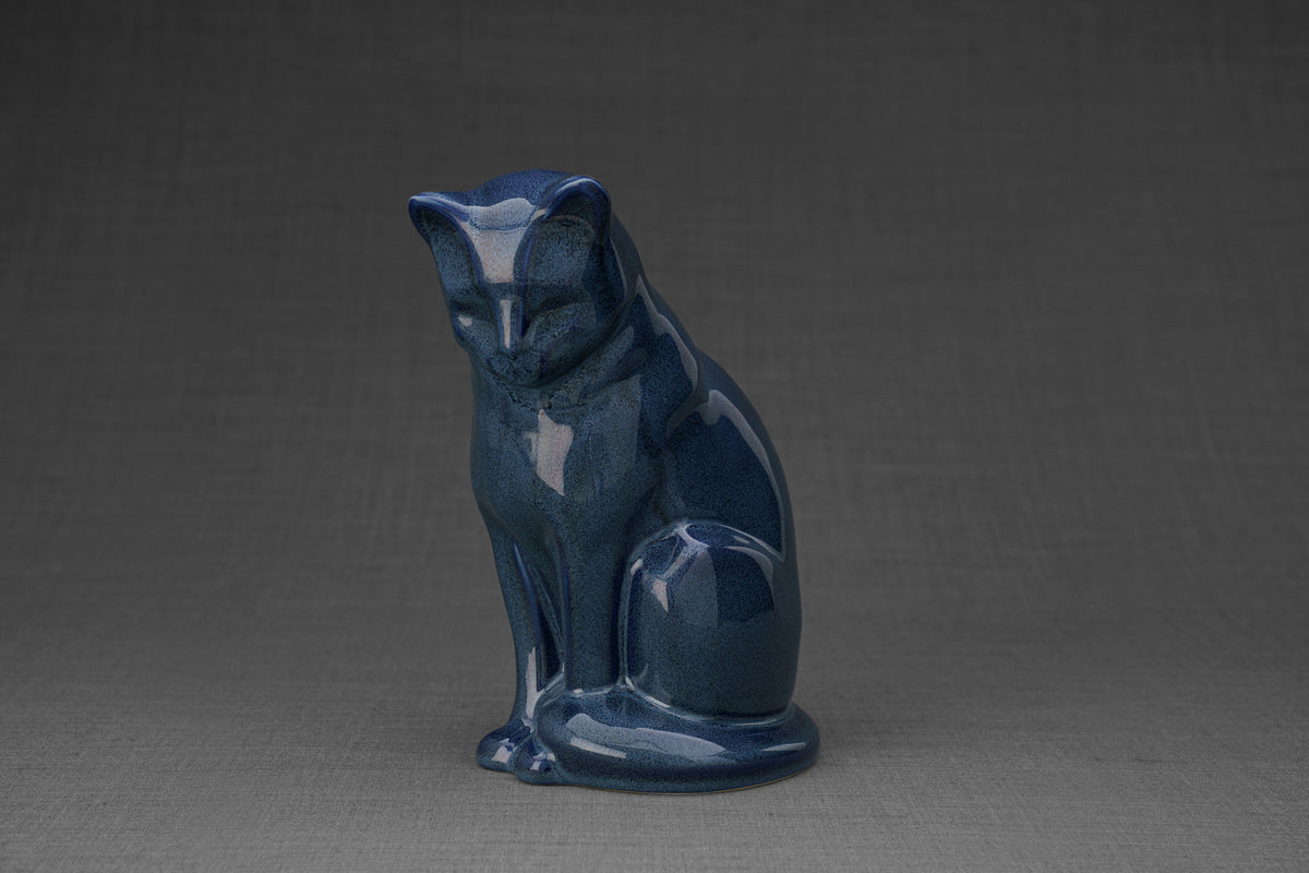 Haustierurne für Katze - Blau Melange | Keramik Tierurne