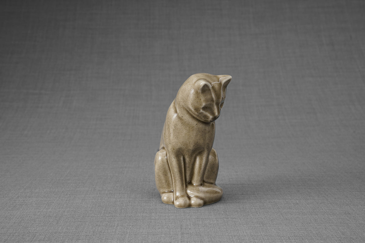 Mini Haustier Urne für Asche - Beige Grau | Keramik | Handgemacht