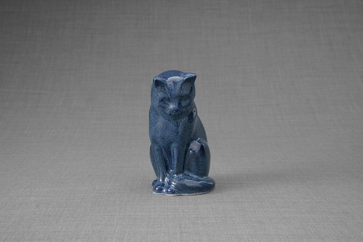 Mini Haustier Urne für Asche - Blau Meliert | Keramik | Handgemacht
