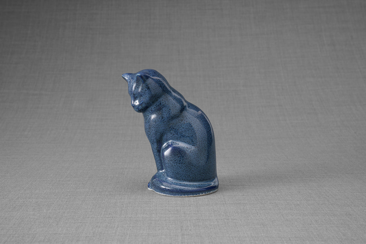 Mini Haustier Urne für Asche - Blau Meliert | Keramik | Handgemacht