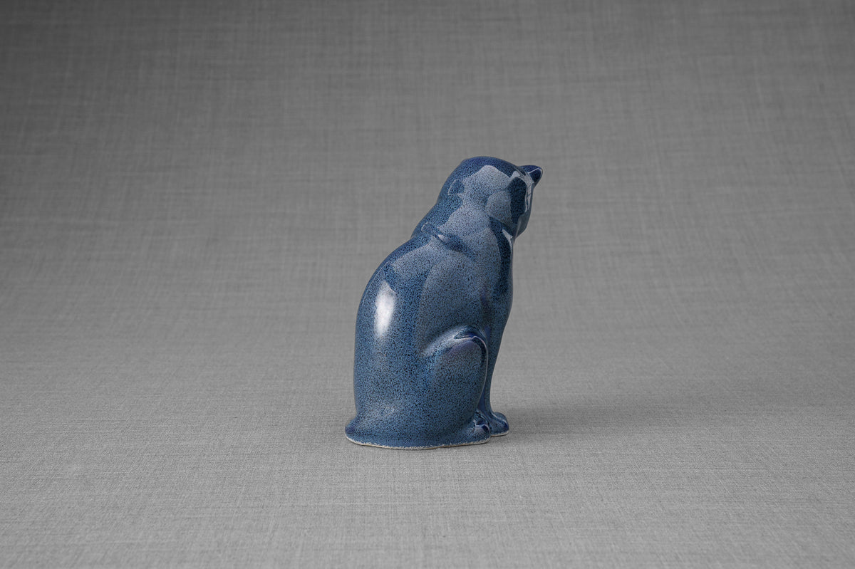 Mini Haustier Urne für Asche - Blau Meliert | Keramik | Handgemacht