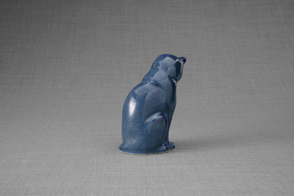 Mini Haustier Urne für Asche - Blau Meliert | Keramik | Handgemacht