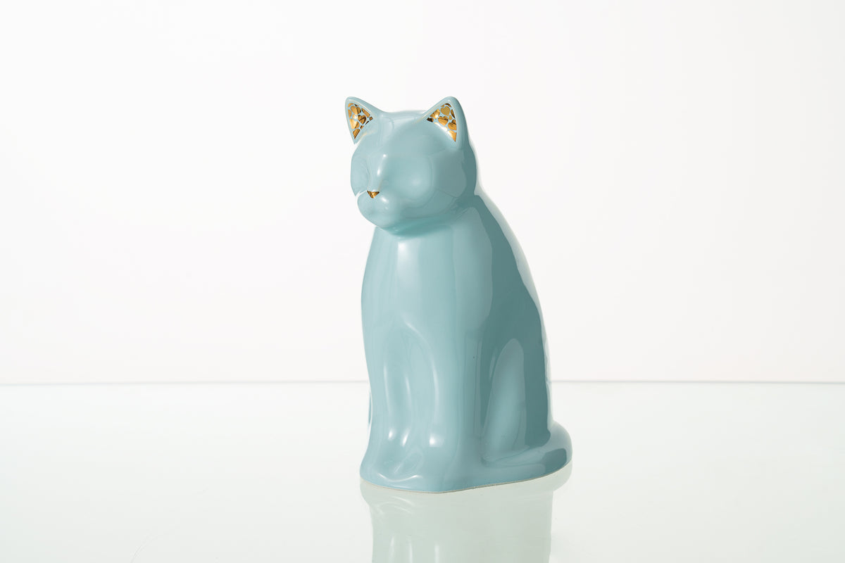 Katzenurne "Mieze" - Baby Blau | Keramik Tierurne für Katze