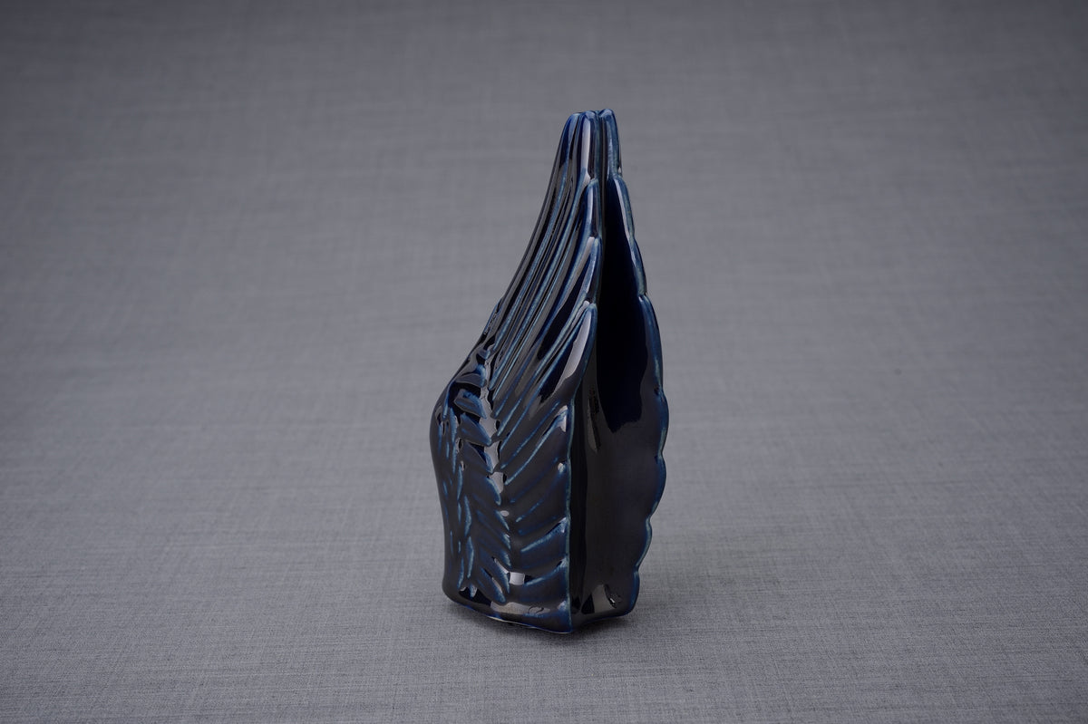 Tierurne "Flügel" - Kobaltmetallic | Keramikurne