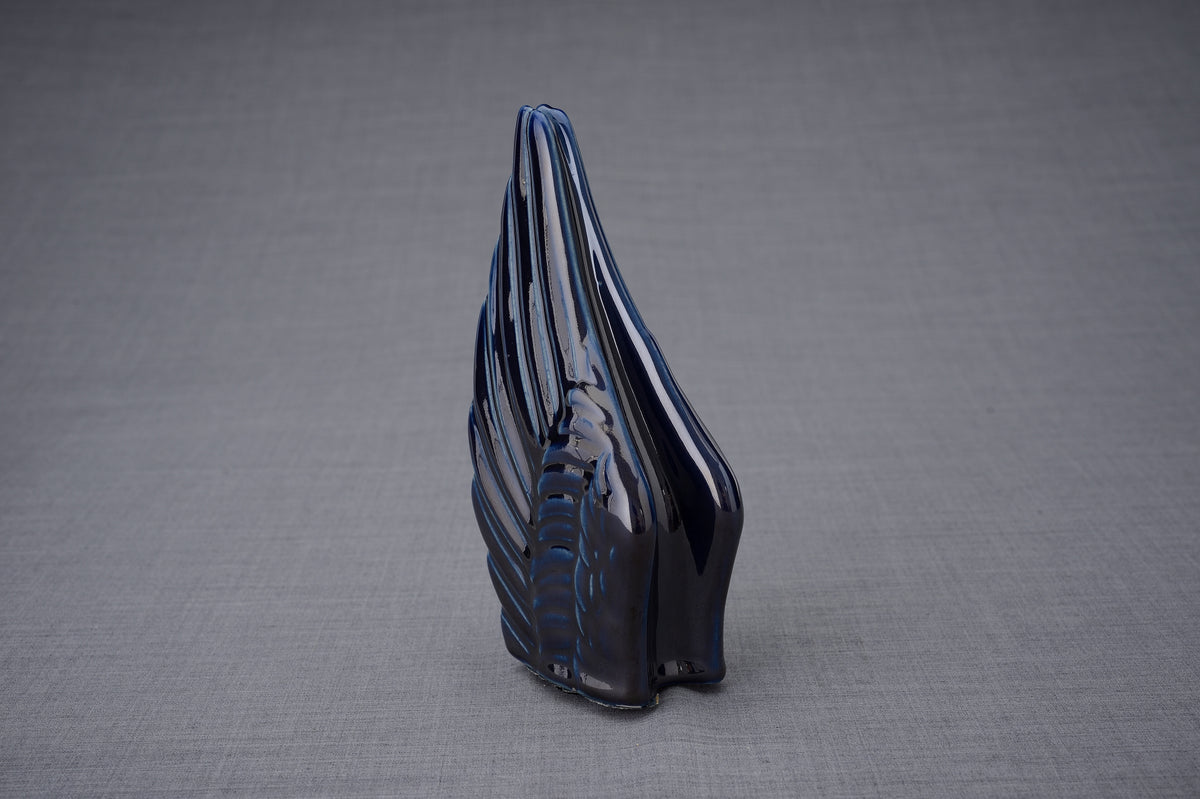 Tierurne "Flügel" - Kobaltmetallic | Keramikurne