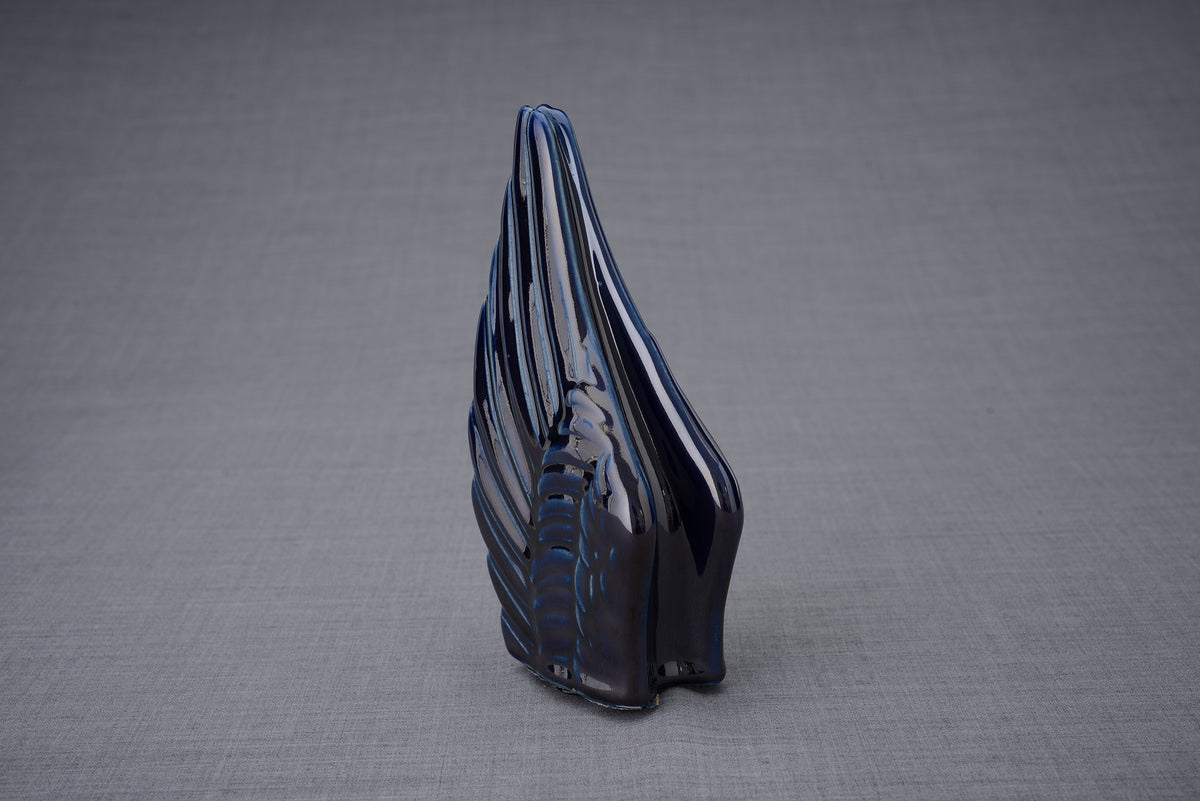Tierurne "Flügel" - Kobaltmetallic | Keramikurne