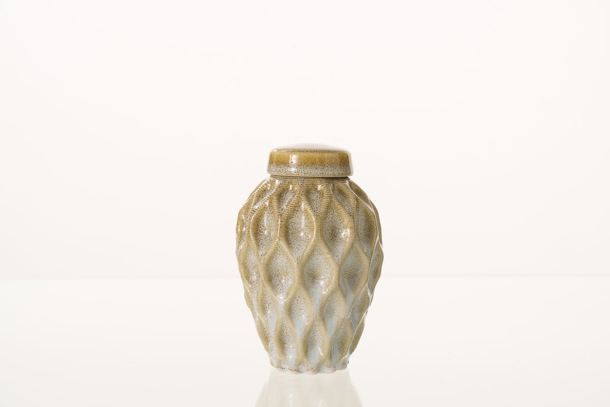 Kleine Tierurne für Asche - Heller Sand-Melange | 3D-gedruckte Keramikurne