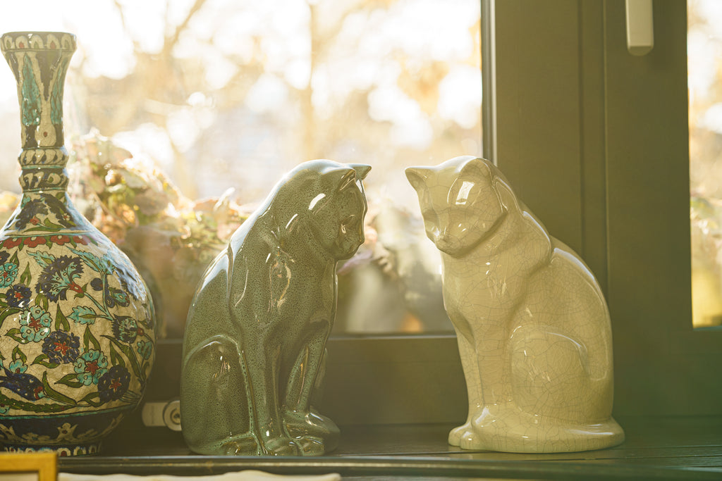 Haustierurne für Katze - Beige Grau | Keramik Tierurne