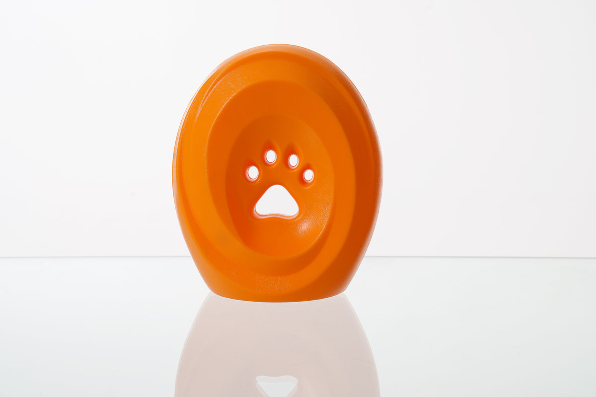 Einascherungsurnefur Asche-Erinnerungsurnemit Pfotenabdruck Hundeurne Katzenurne.Tiererinnerung Farbe Orange