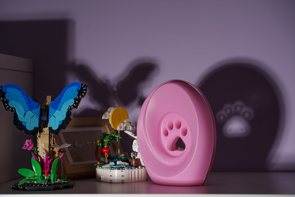 Einascherungsurnefur Asche Erinnerungsurnemit Pfotenabdruck Hundeurne Katzenurne Tiererinnerung Farbe Rosa