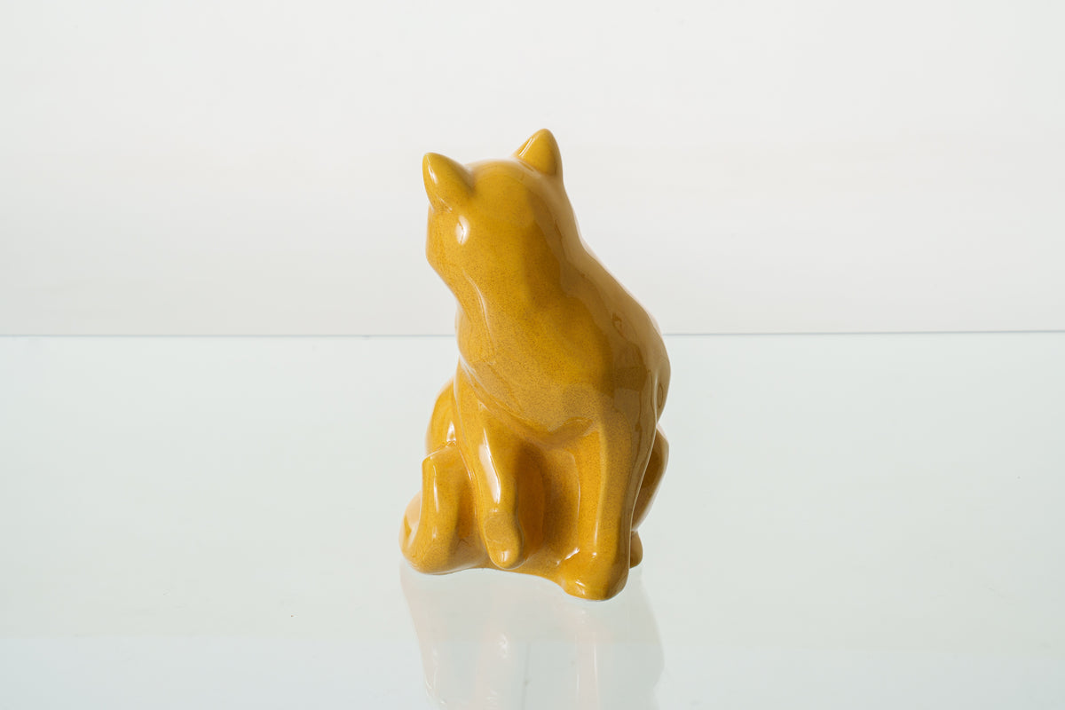 Tierurne Katze "Felix" - Gelb | Keramik Tierurne