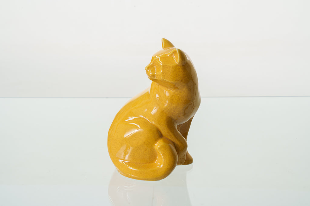 Tierurne Katze "Felix" - Gelb | Keramik Tierurne