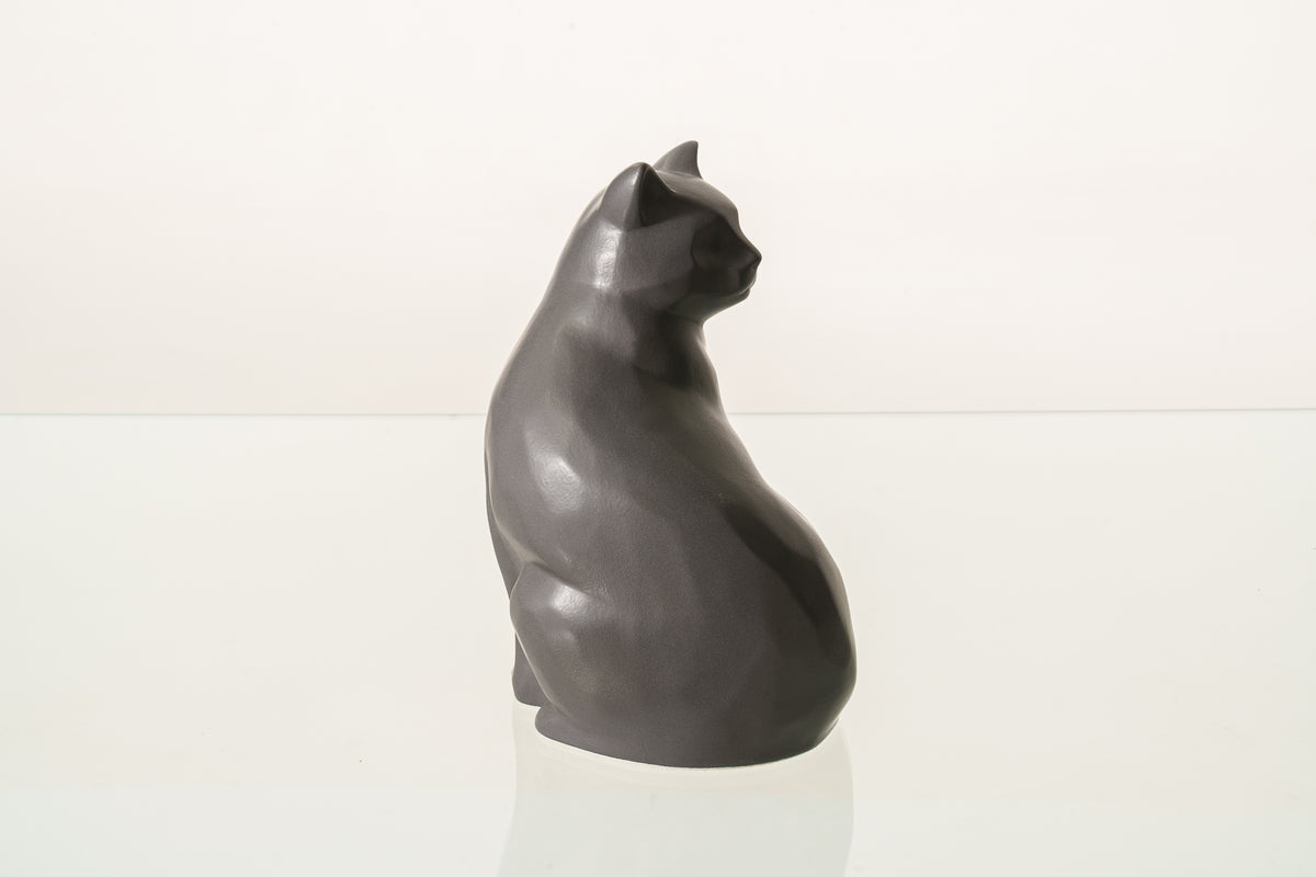Tierurne Katze "Felix" - Grau Matt | Keramik Tierurne