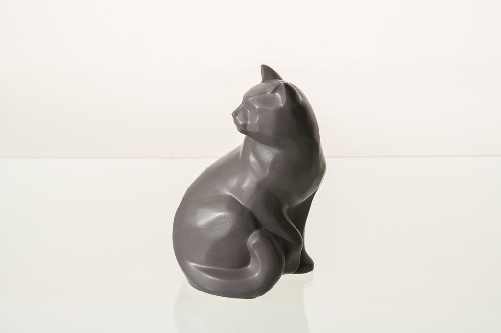 Tierurne Katze "Felix" - Grau Matt | Keramik Tierurne