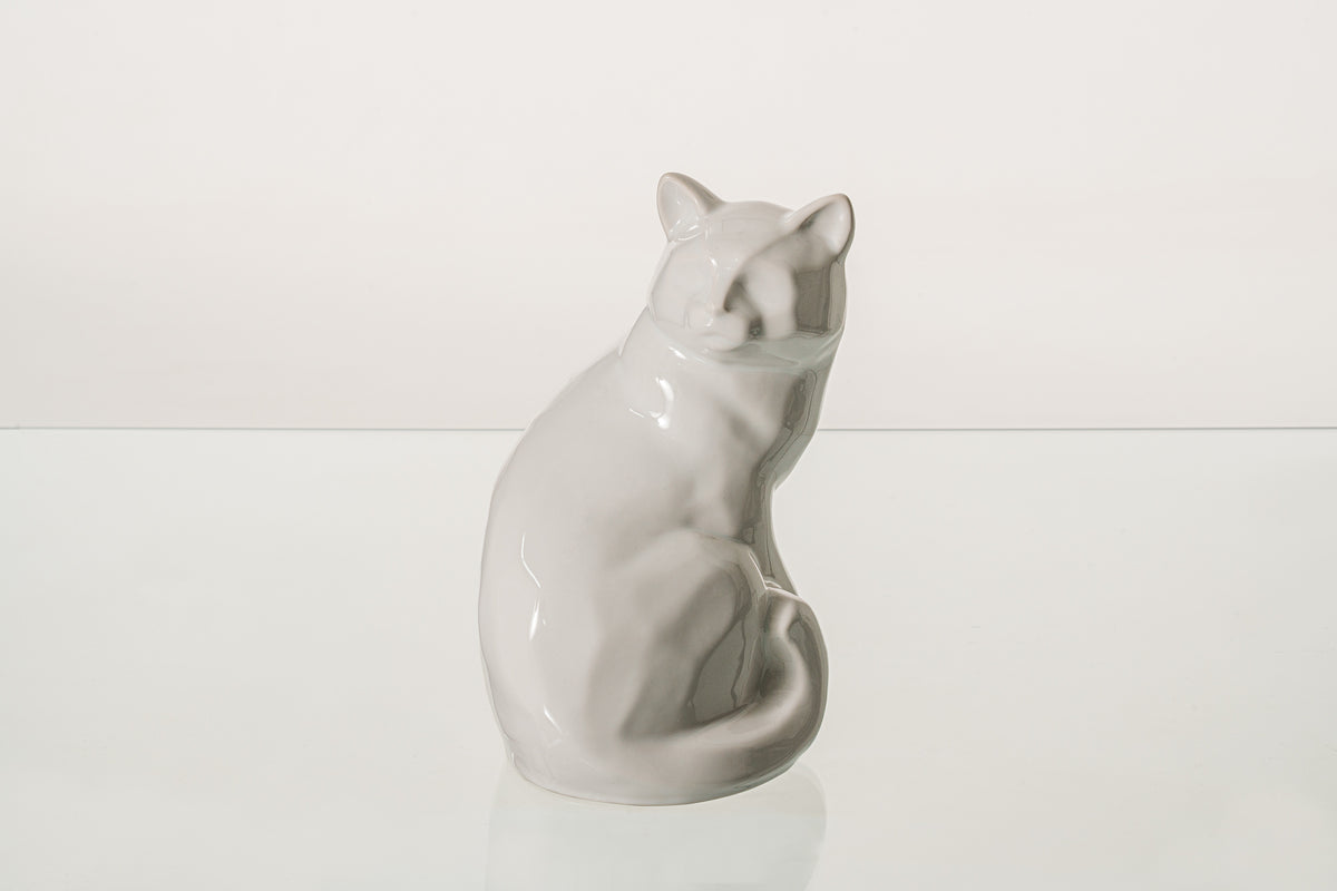 Tierurne Katze "Felix" - Weiß | Keramik Tierurne