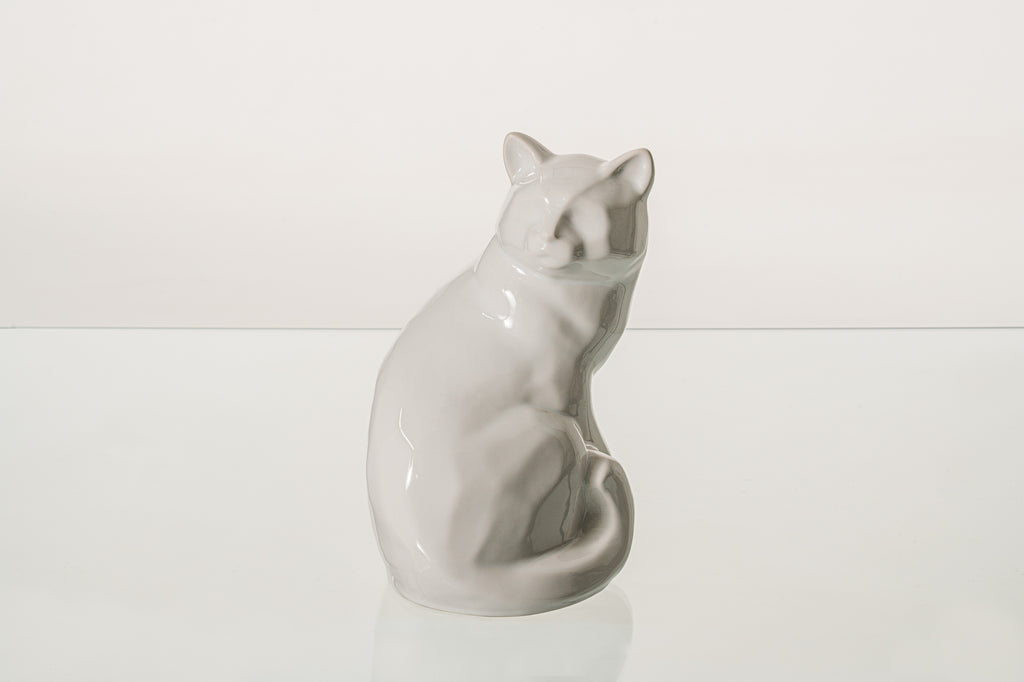 Tierurne Katze "Felix" - Weiß | Keramik Tierurne