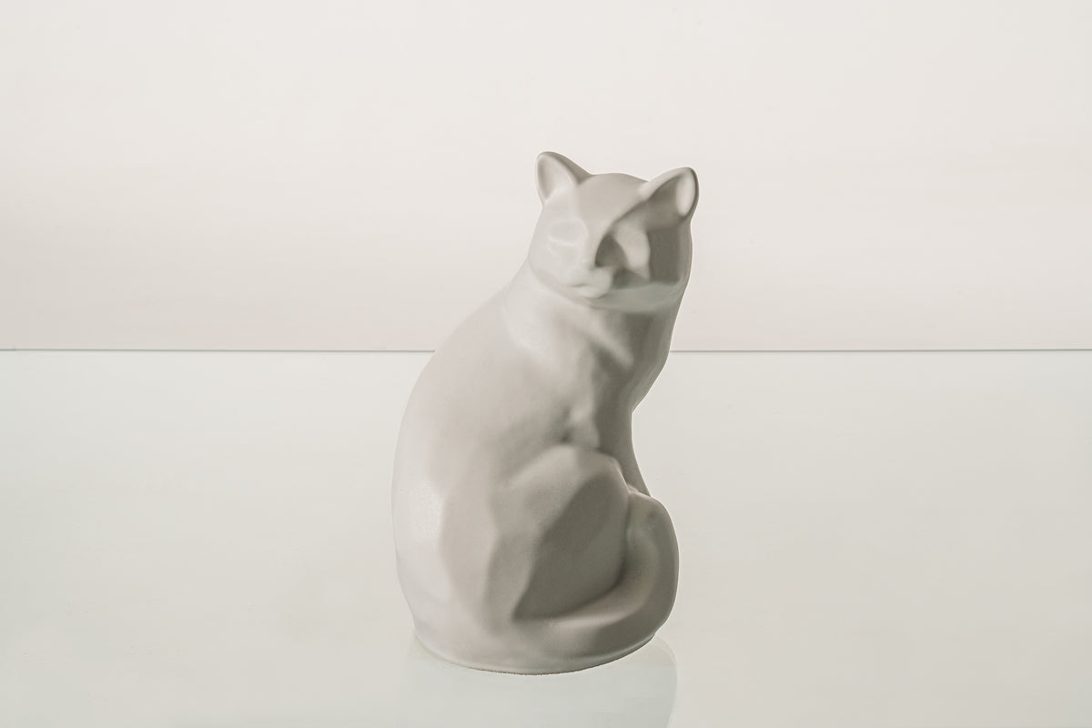 Tierurne Katze "Felix" - Weiß Matt | Keramik Tierurne