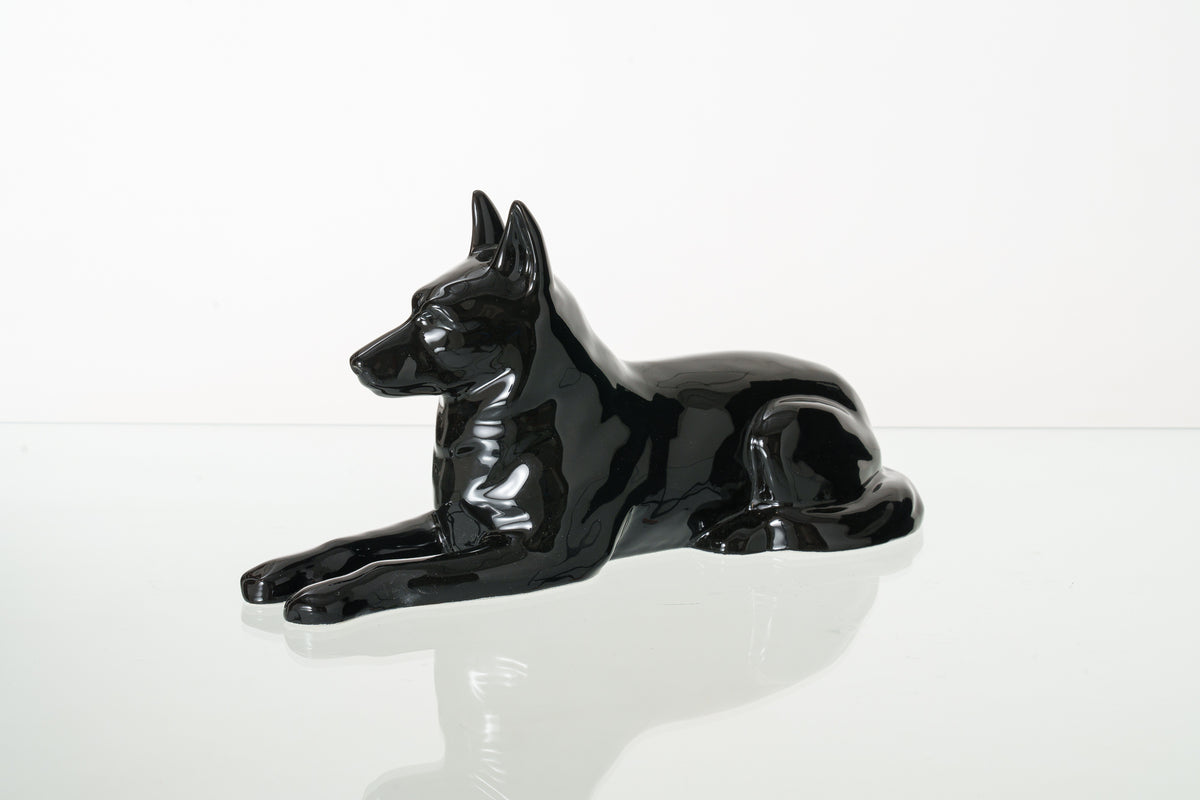 Deutschen Schäferhund Urne – Schwarz | Keramikurne für Haustiere