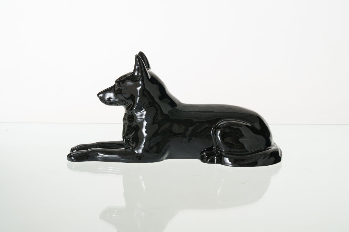 Deutschen Schäferhund Urne – Schwarz | Keramikurne für Haustiere