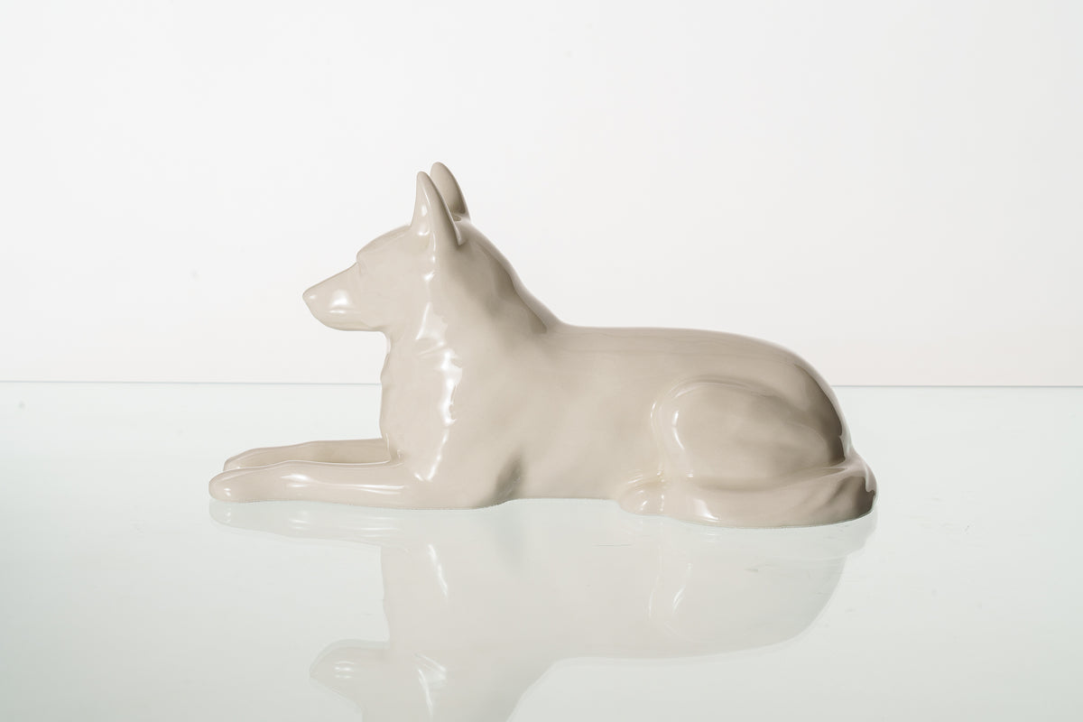 Deutschen Schäferhund Urne – Transparent | Keramikurne für Haustiere