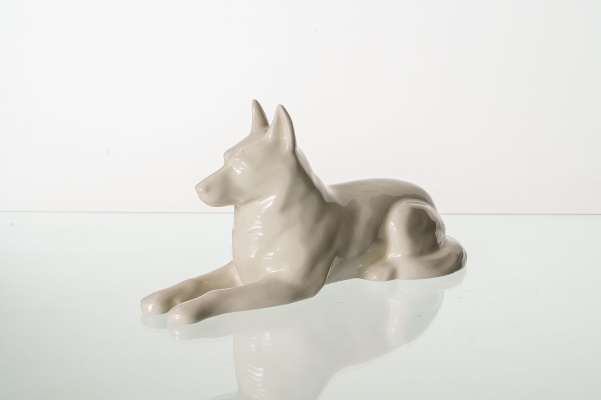 Deutschen Schäferhund Urne – Transparent | Keramikurne für Haustiere