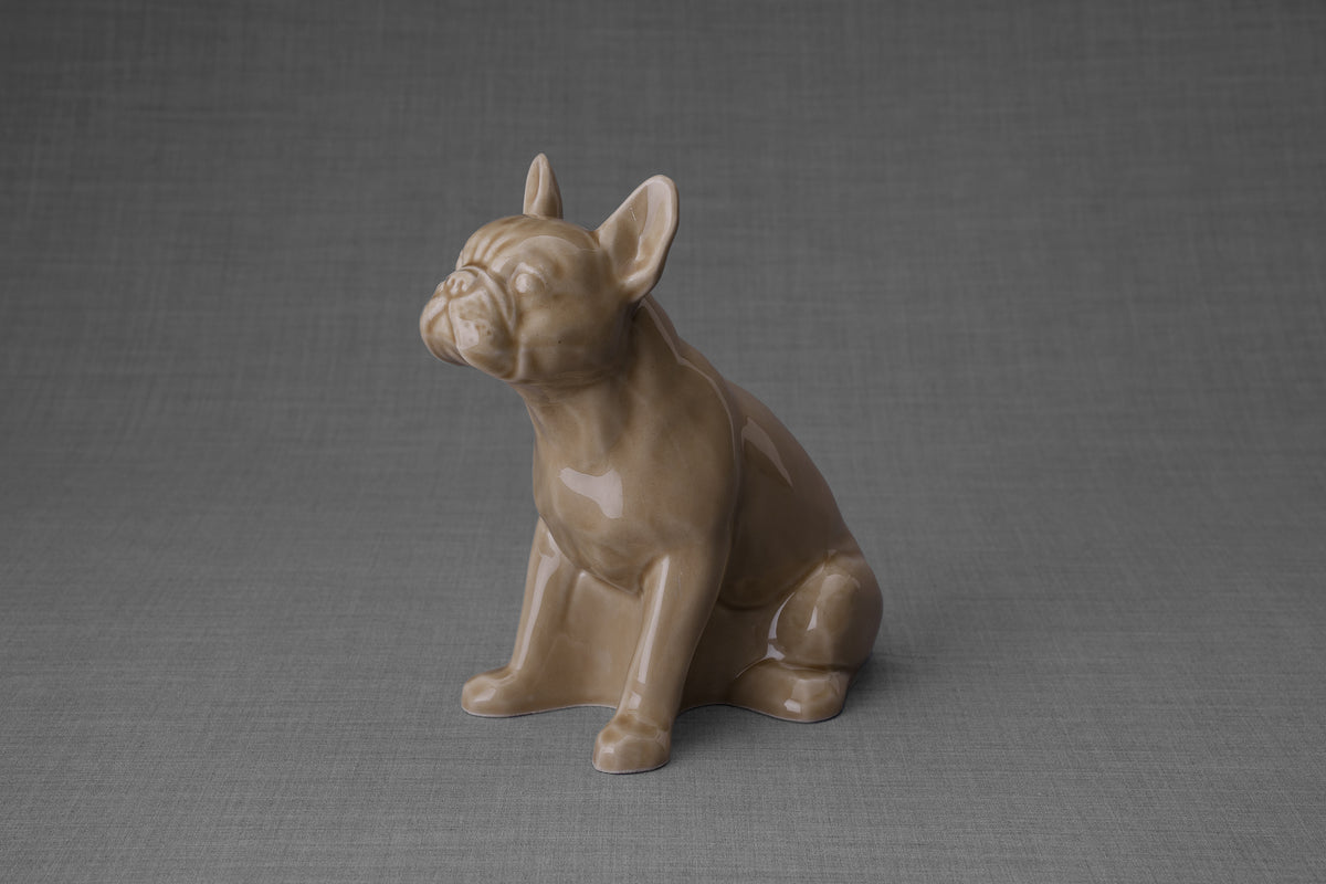Französische Bulldogge Urne – Beige | Keramikurne für Haustiere