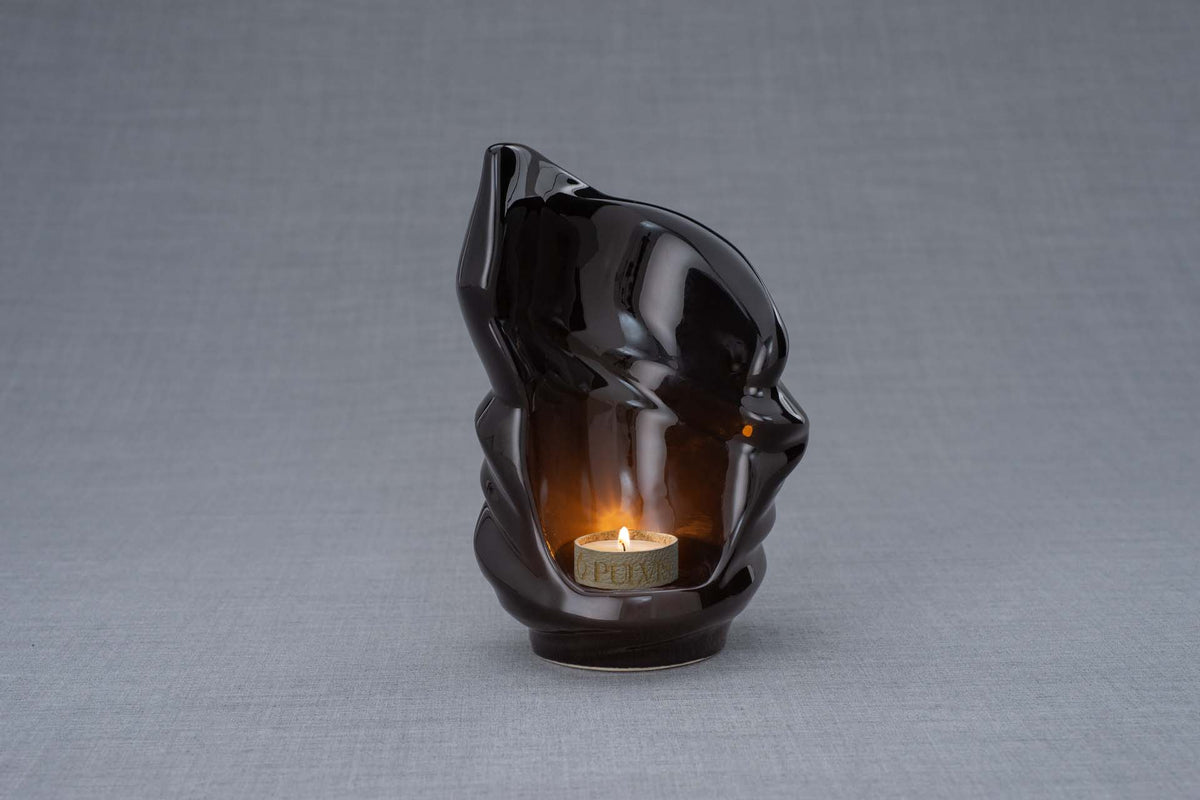 Tierurne für Asche "Licht" - Lampe Schwarz ] Keramikurne