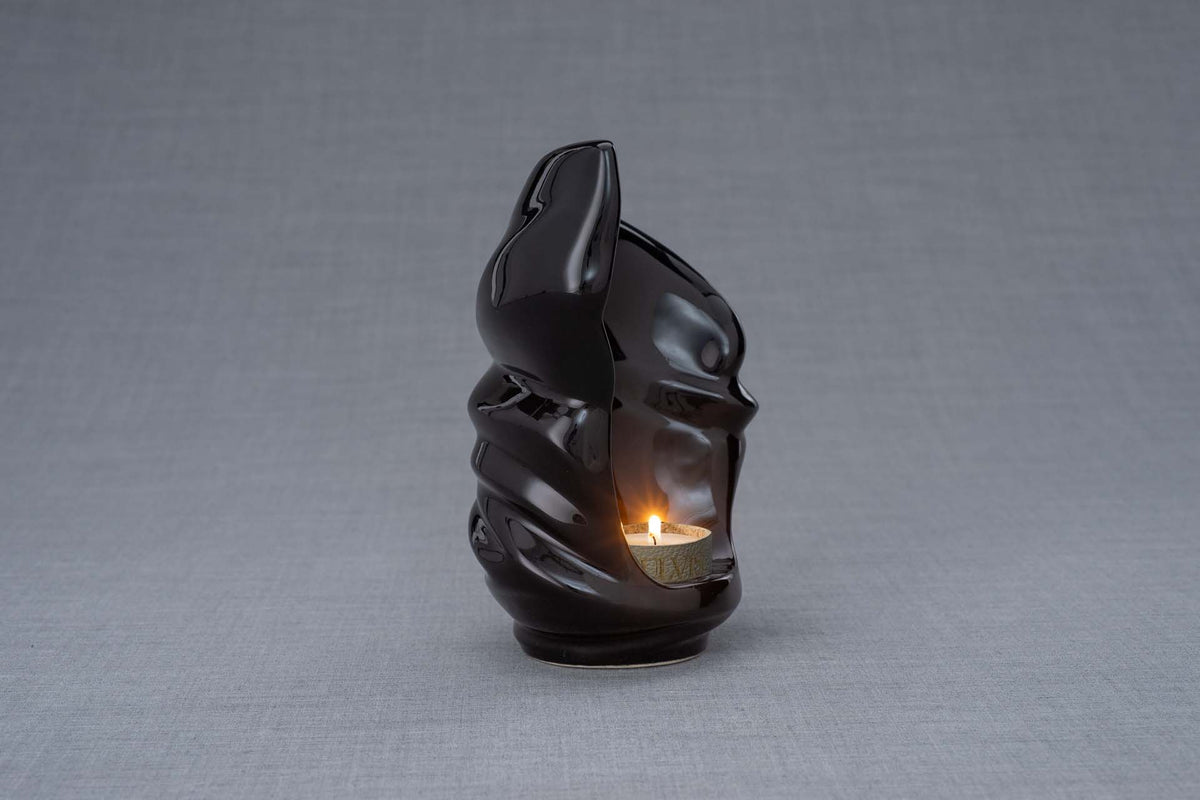 Tierurne für Asche "Licht" - Lampe Schwarz ] Keramikurne