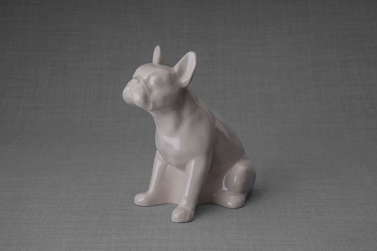 Französische Bulldogge Urne – Transparent | Keramikurne für Haustiere