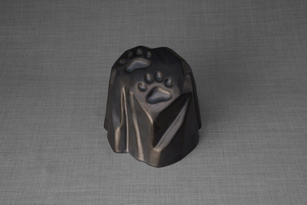 Haustierurne für Hunde - Pfotenabdruck - Schwarz Matt | Keramik