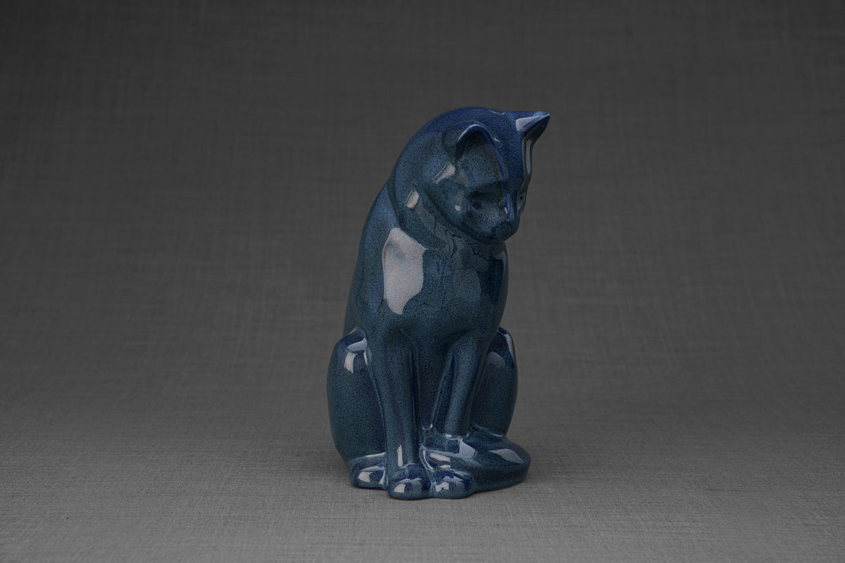 Haustierurne für Katze - Blau Melange | Keramik Tierurne
