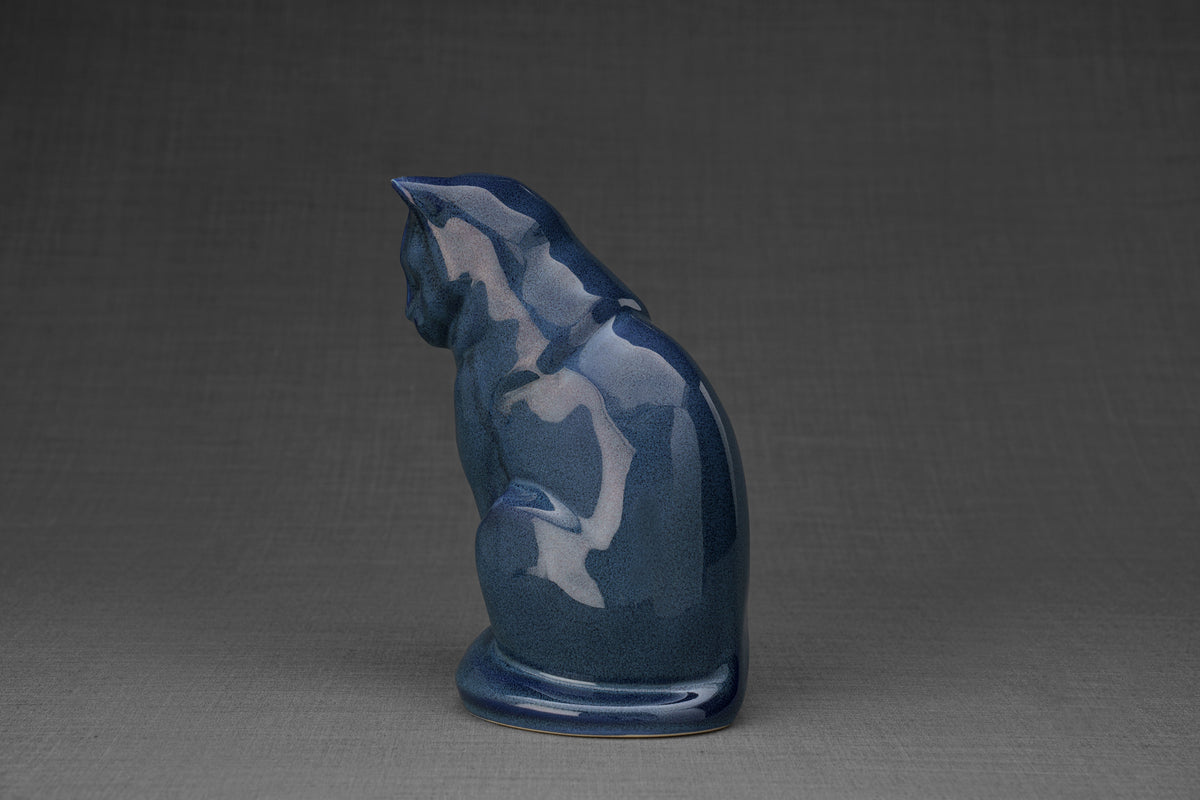 Haustierurne für Katze - Blau Melange | Keramik Tierurne