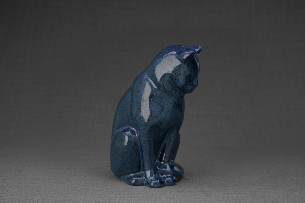 Haustierurne für Katze - Blau Melange | Keramik Tierurne