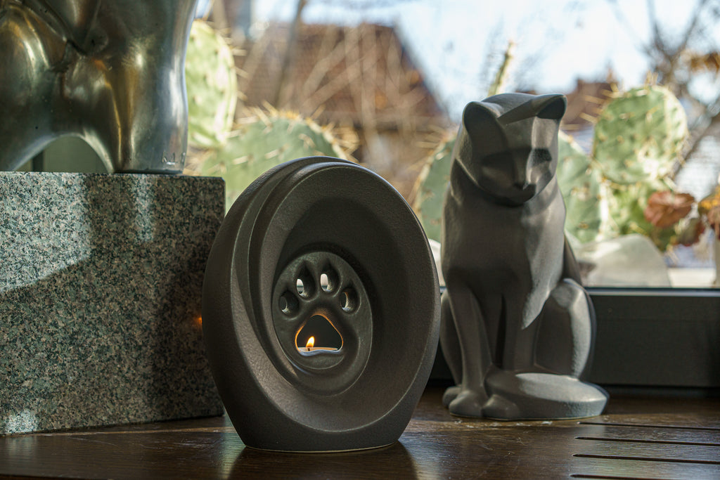 Haustierurne für Katze - Grau Matt | Keramik Tierurne
