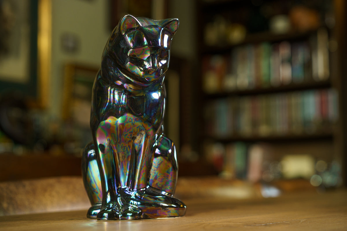 Haustierurne für Katze - Regenbogen Schwarz | Keramik Tierurne