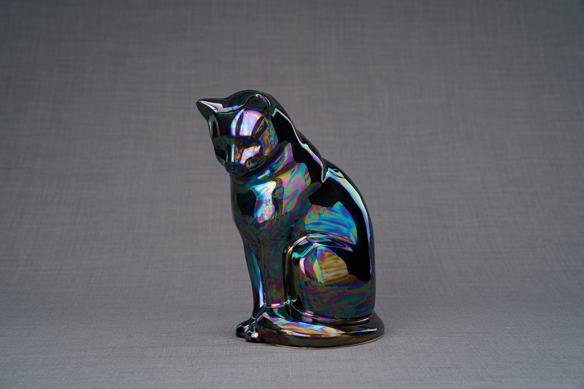 Haustierurne für Katze - Regenbogen Schwarz | Keramik Tierurne