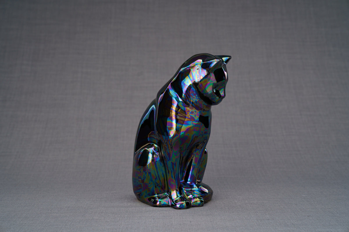 Haustierurne für Katze - Regenbogen Schwarz | Keramik Tierurne