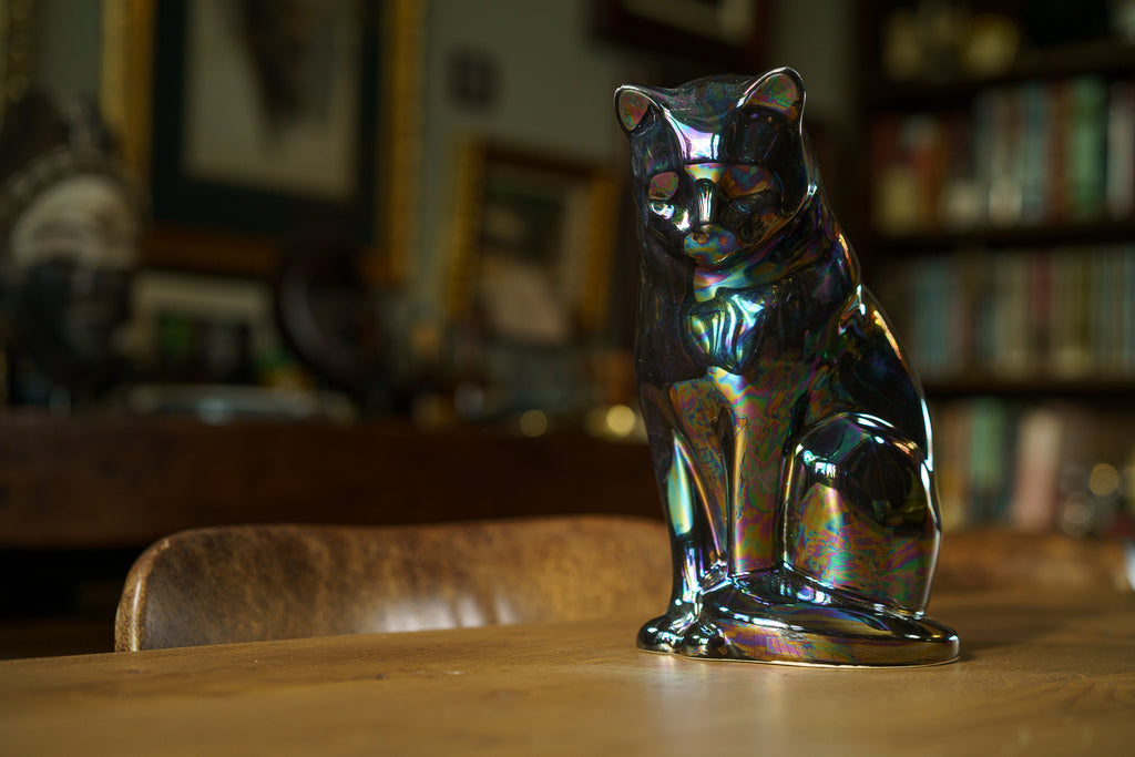 Haustierurne für Katze - Regenbogen Schwarz | Keramik Tierurne