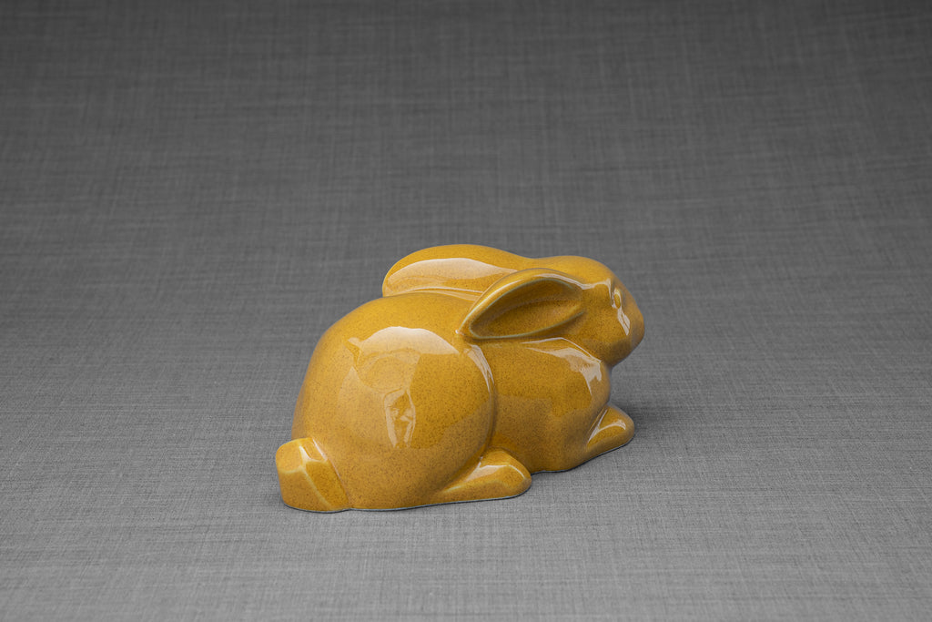 Kaninchen Urne für Asche - Gelb | Keramik Hasen Urne