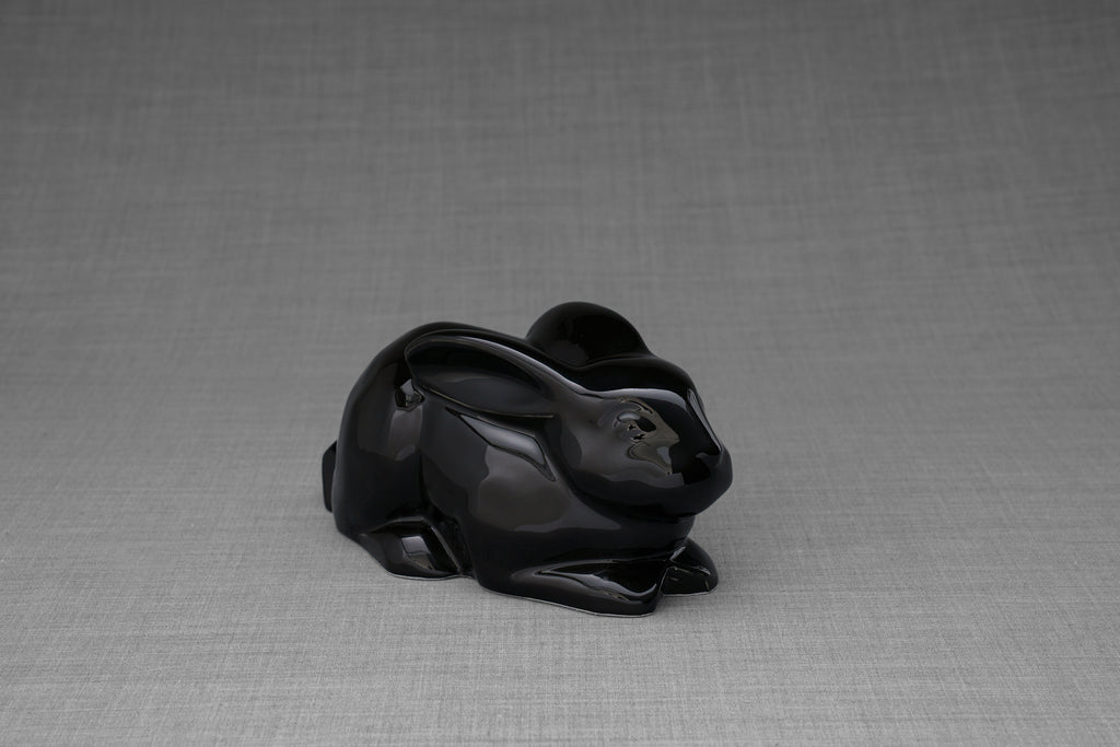 Kaninchen Urne für Asche - Schwarz  Keramik Hasen Urne